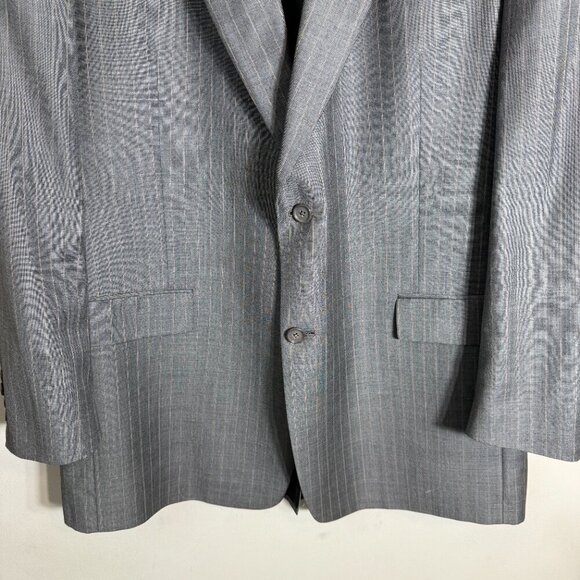 Hart Schaffner Marx Pinstripe Wool 2 Piece Suit Men's 46L Gray Gold Trumpeter - Picture 7 of 16